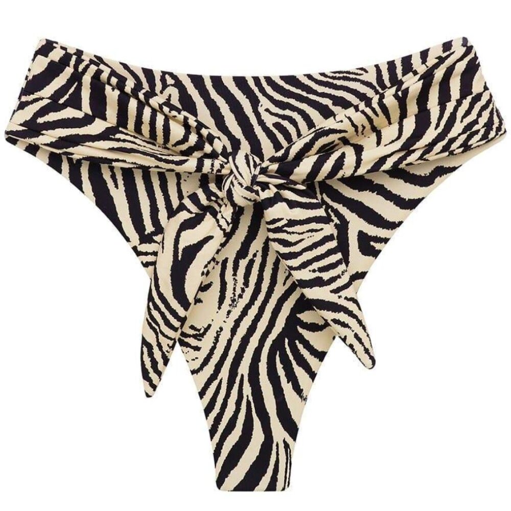 Zebra Paula Tie-Up Bikini Bottom - Size M